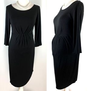 Liz Lange Maternity Black Amazing Knit 3/4 Sleeve Midi Dress size Medium